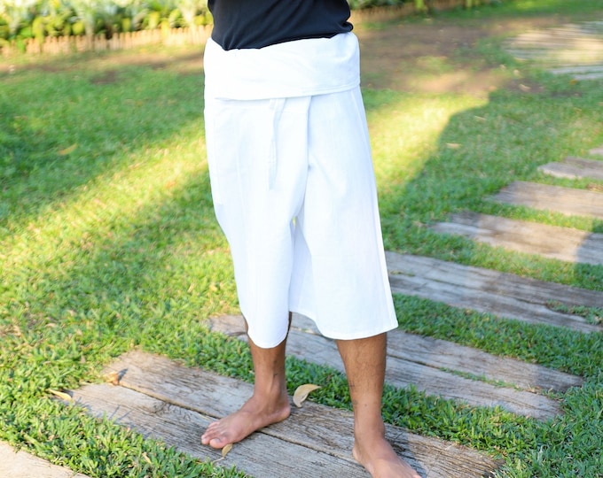 3/4 Length Thai Fisherman Pants: Handmade Cotton Boho Pirate Style