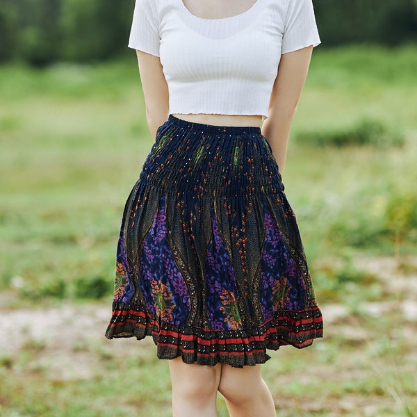 FLORAL HIGH WAISTED Boho Skirt Women Ruffle Mini Skirts for Trendy Girls - Hippie Clothes Skirt - Flower Print Skater Skirt