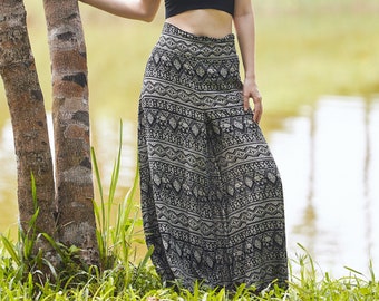 WIDE LEG PANTS Women Palazzo Pants - Boho Festival Pants Petite to Plus Sizes - Comfy Hippie Pants Handmade Thai Clothes