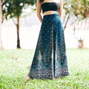 RPVATI Palazzo Pants For Women Summer Linen Smocked Waist Wide Leg Pant Boho Flowy Ruffle Hem Casual Beach Vacation Trousers Light Purple Xl