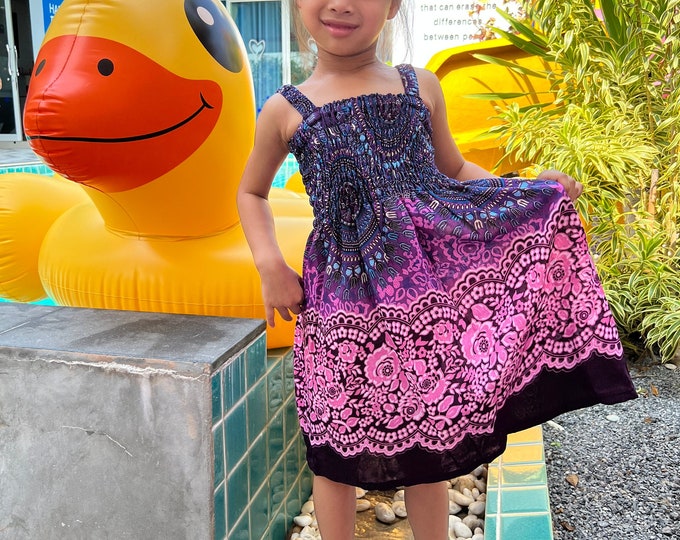 Purple Girls Boho Dress: Rayon Sundress, Beach Cover Up