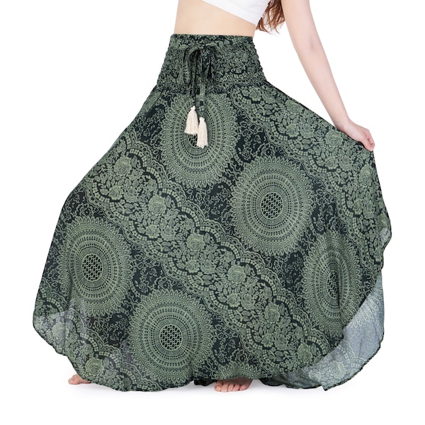 Green Boho Skirts for Women Hippie Clothes - Long Maxi Skirt Plus size Summer Clothes - Bohemian Maxi dress - Summer Dresses for Women 2024