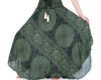 Green Boho Skirts for Women Hippie Clothes - Long Maxi Skirt Plus size Summer Clothes - Bohemian Maxi dress - Summer Dresses for Women 2024