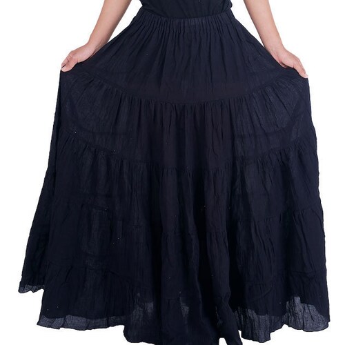 BLACK MAXI SKIRT Flowy Long Dress Soft Comfy Plus Size | Etsy