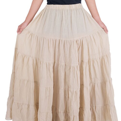 WOMENS GREEN LONG Cotton Ruffle Skirt Full Circle Long Maxi - Etsy