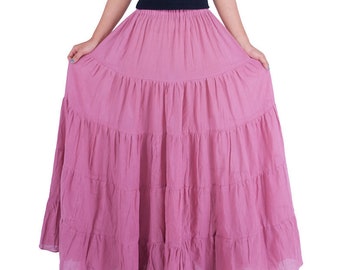 WOMENS COTTON SKIRT Long - Full Circle Long Maxi Skirt - Comfortable Elastic Waist - Bohemian Skirt - Flowy Boho Dress