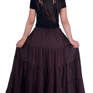 WOMENS BROWN LONG Cotton Ruffle Skirt Full Circle Long Maxi - Etsy