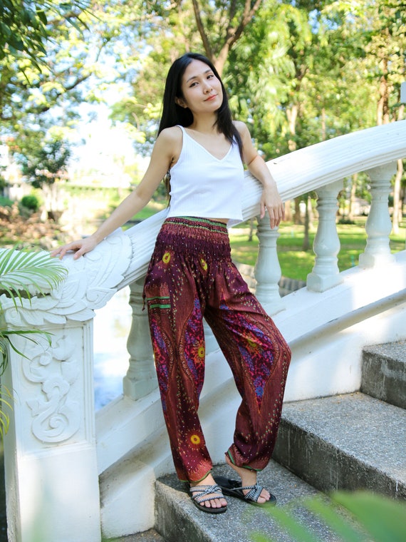 BOHO HAREM PANTS Women Lounge Flowy Yoga Pants Hippie - Etsy