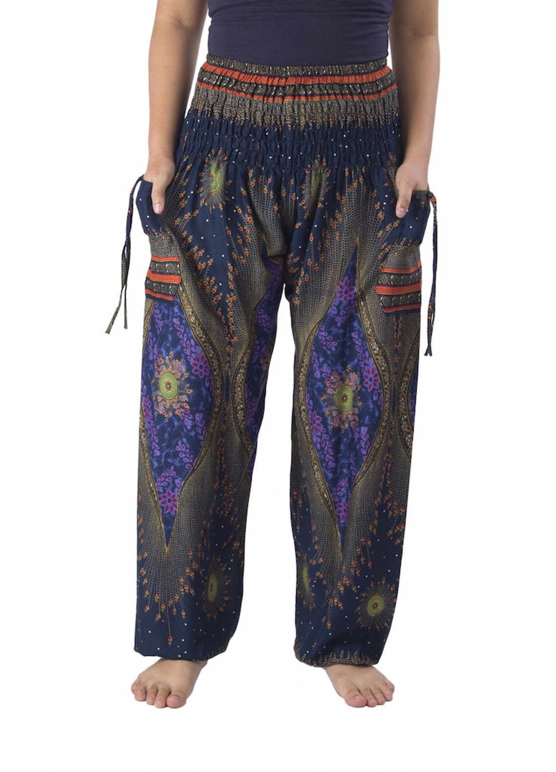 Flowy Yoga Harem Pants Womens Men Smocked Waist Boho Pants S Etsy