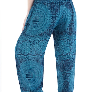 Teal Harem Yoga Pants Women Hippie Pant Loungewear Boho Trousers Loose Festival Clothing Summer Clothes Beach Wear Birthday Gift for Her image 4