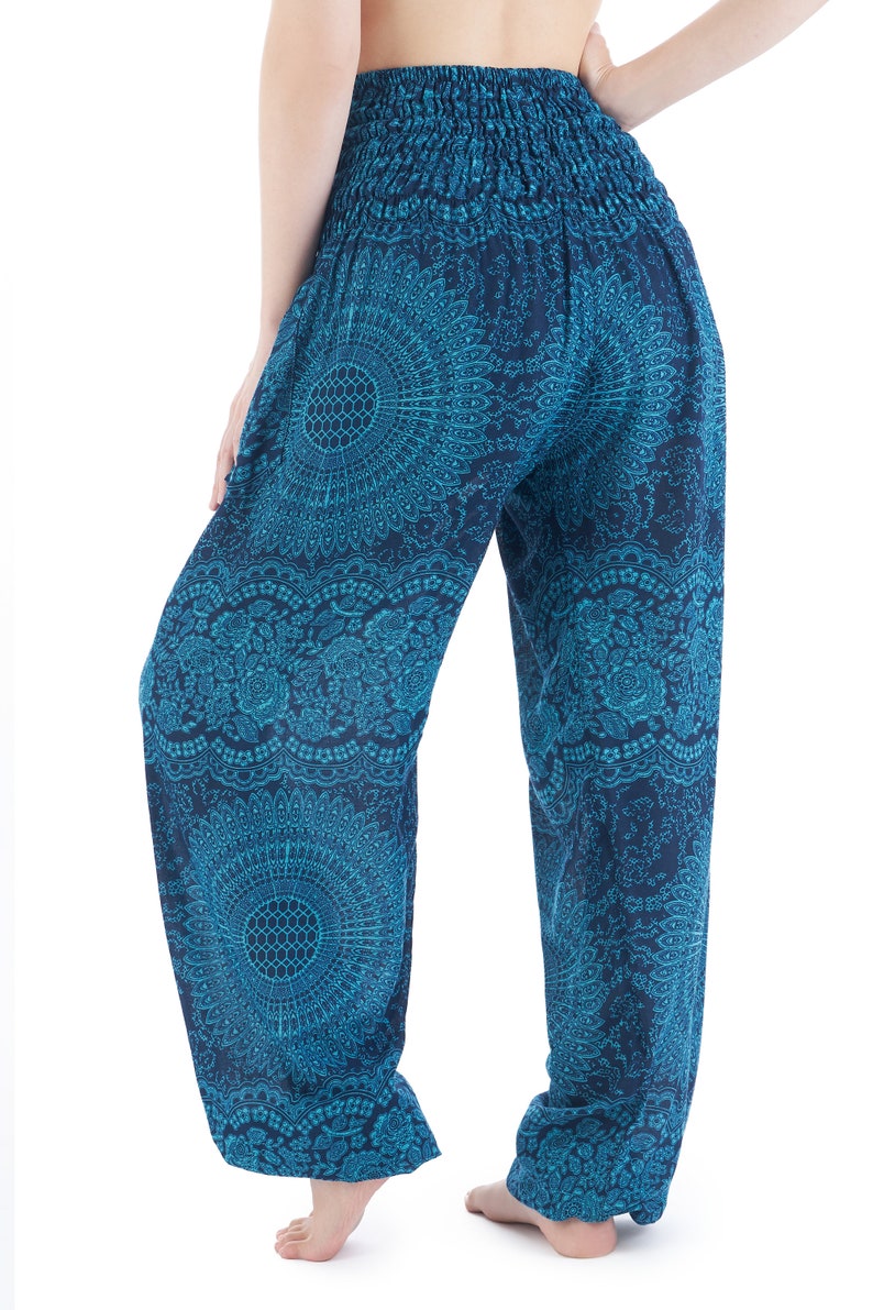 Teal Harem Yoga Pants Women Hippie Pant Loungewear Boho Trousers Loose Festival Clothing Summer Clothes Beach Wear Birthday Gift for Her image 4