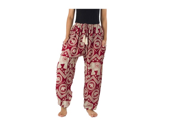 Burgundy Elephant Pants Hippie Boho Yoga Harem Pants | Etsy