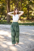 Green Floral Harem Pants: Boho Rayon Lounge Trousers product logo