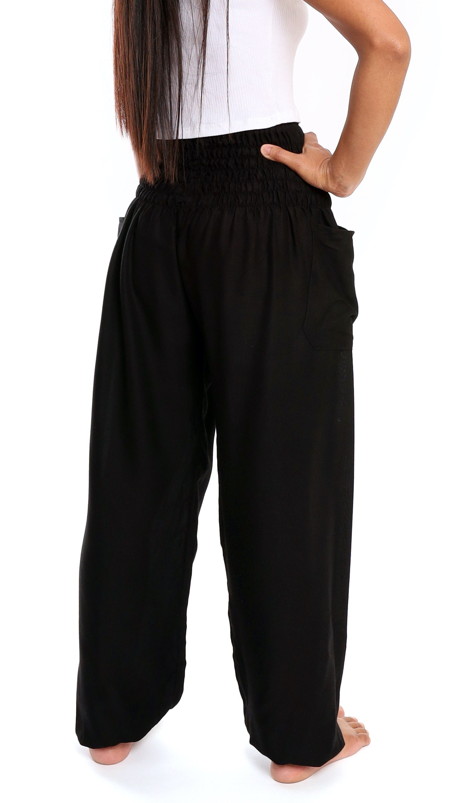 BLACK HAREM PANTS Boho Flowy Yoga Pants Hippie Trousers Etsy Australia