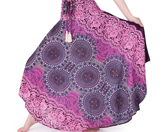 Handmade Purple Rayon Maxi Skirt: Bohemian Hippie Style