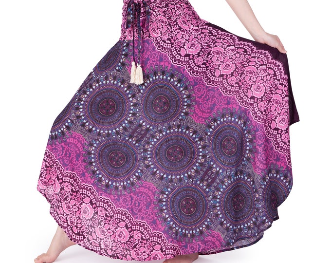 Handmade Purple Rayon Maxi Skirt: Bohemian Hippie Style