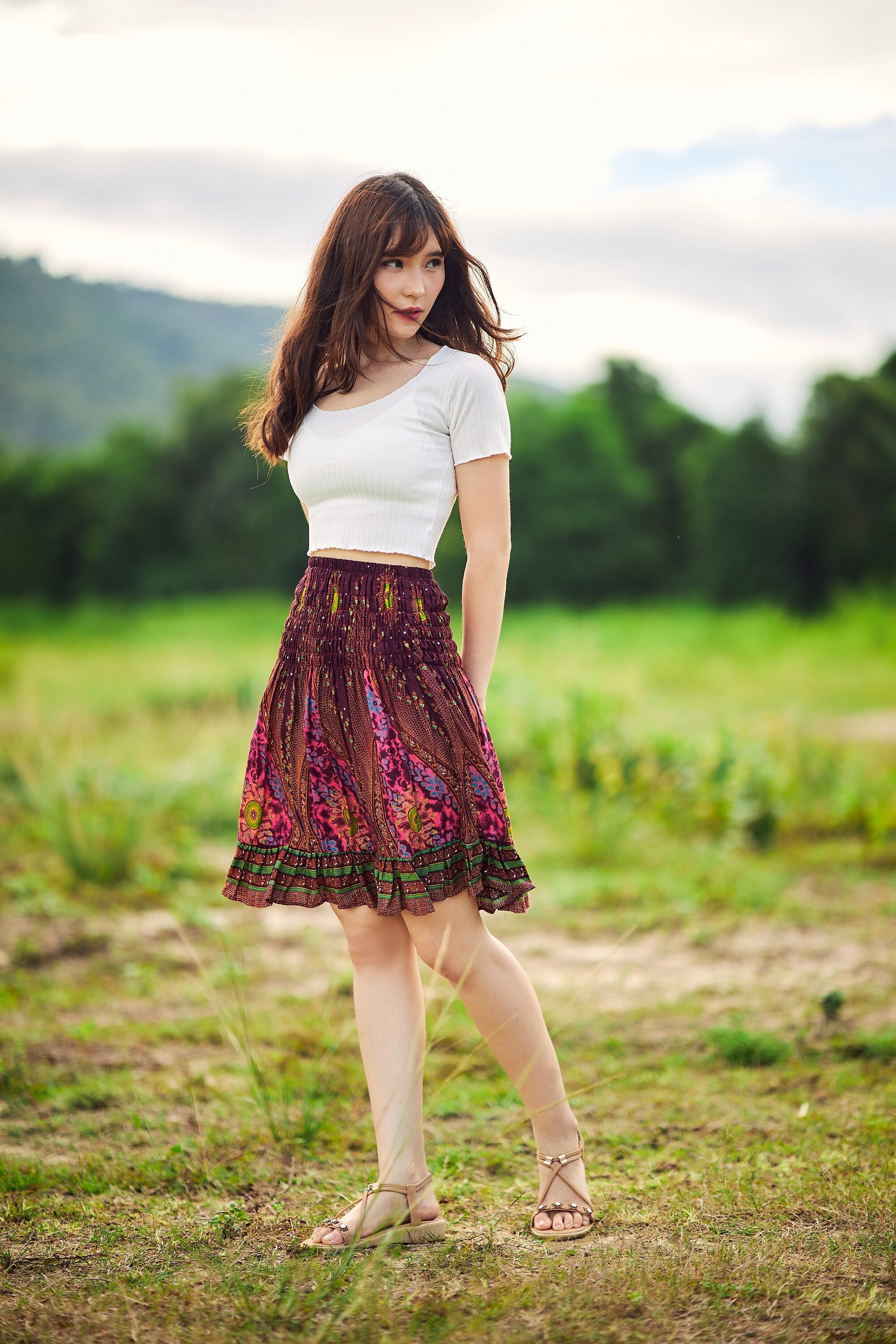 RED BOHO SKIRT Women Above Knee Length Short Skirt Ruffle - Etsy Australia