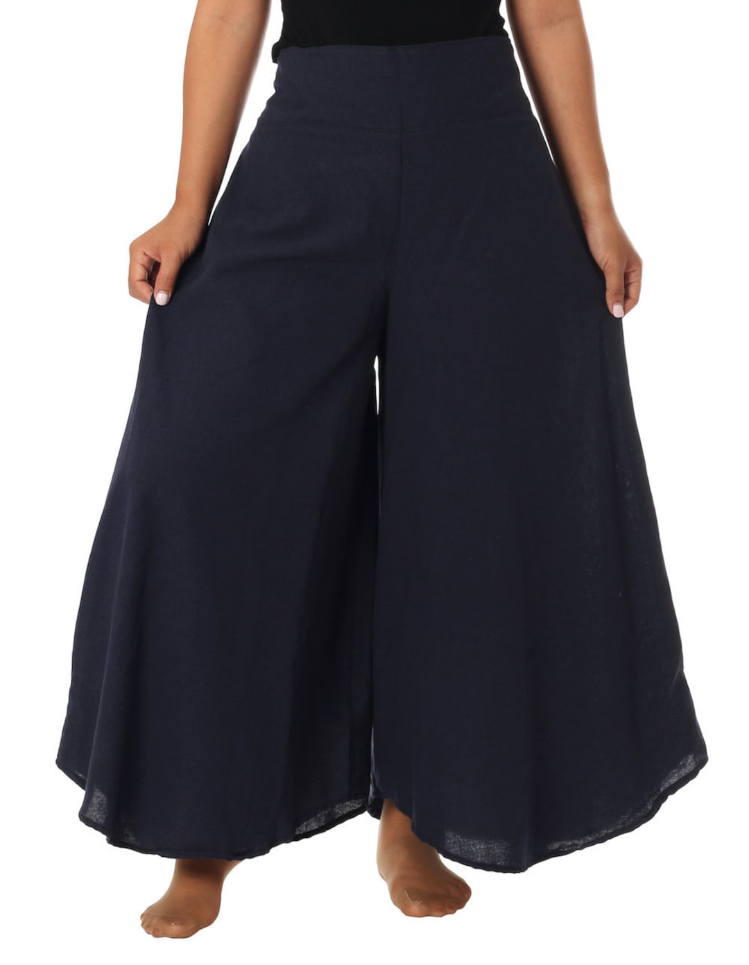 Scalloped Hem Cotton Pant - Palaceblue
