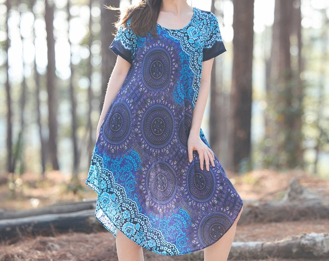 Boho Rayon Sundress with Pockets - Festival Hippie Dress