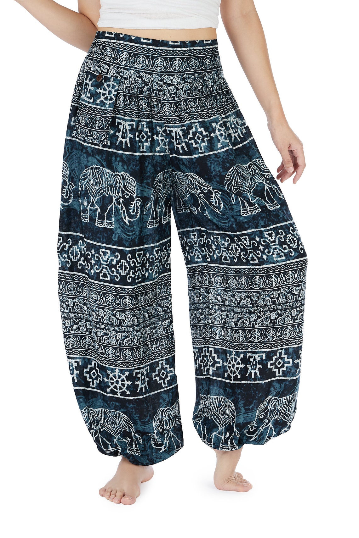 BLACK BOHO PANTS Women Harem Pants Hippie Trousers Small Etsy
