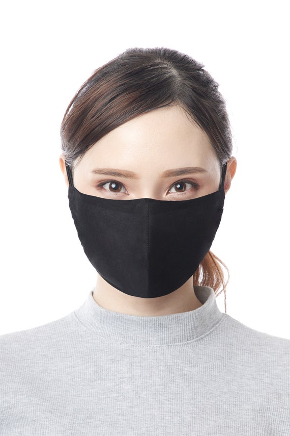 Black Reusable Cloth Face Mask with Black Band Protective Etsy
