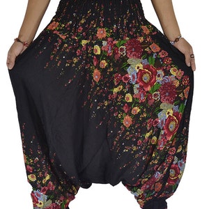 ALADDIN HAREM PANTS Boho Yoga Pants Women Flower Printed Wide Leg Yoga Pants Adult Clothes Low Crotch Pants zdjęcie 2