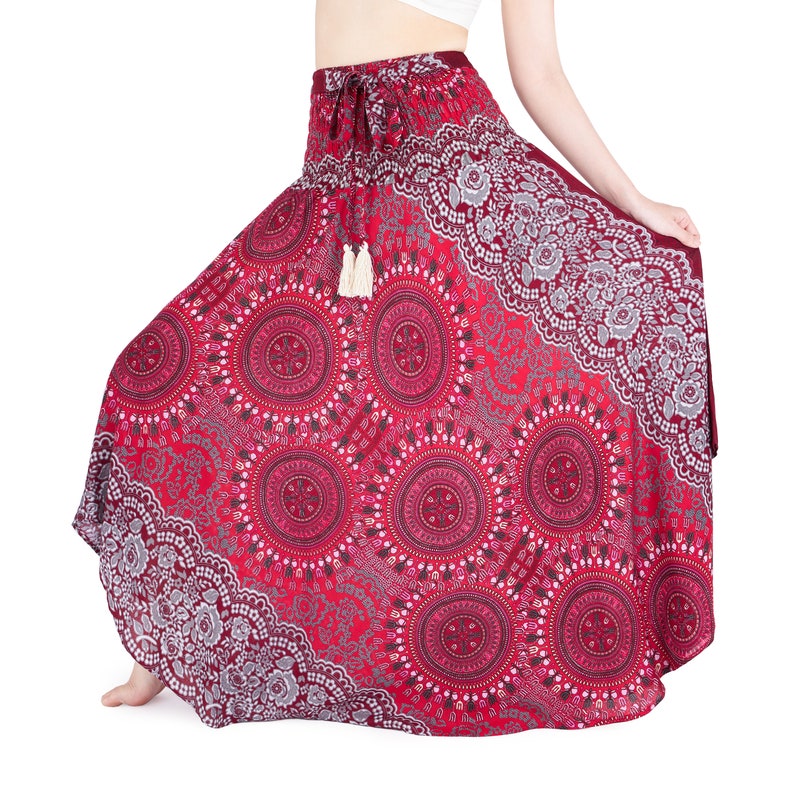 BOHEMIAN  SKIRT GYPSY  Hippie Style Clothing - Women's Long Burgundy Maxi Skirt -  Boho Skirt Clothes - Long Plus Size Broomstick  Skirts