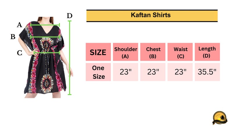 K&ouml;nnte beinhalten: Ein schwarzes und pinkfarbenes Kaftan-Shirt mit Bindeg&uuml;rtel. Das Shirt ist in Einheitsgr&ouml;&szlig;e und misst 58 cm an Schulter, Brust und Taille. Die L&auml;nge des Shirts betr&auml;gt 90 cm.