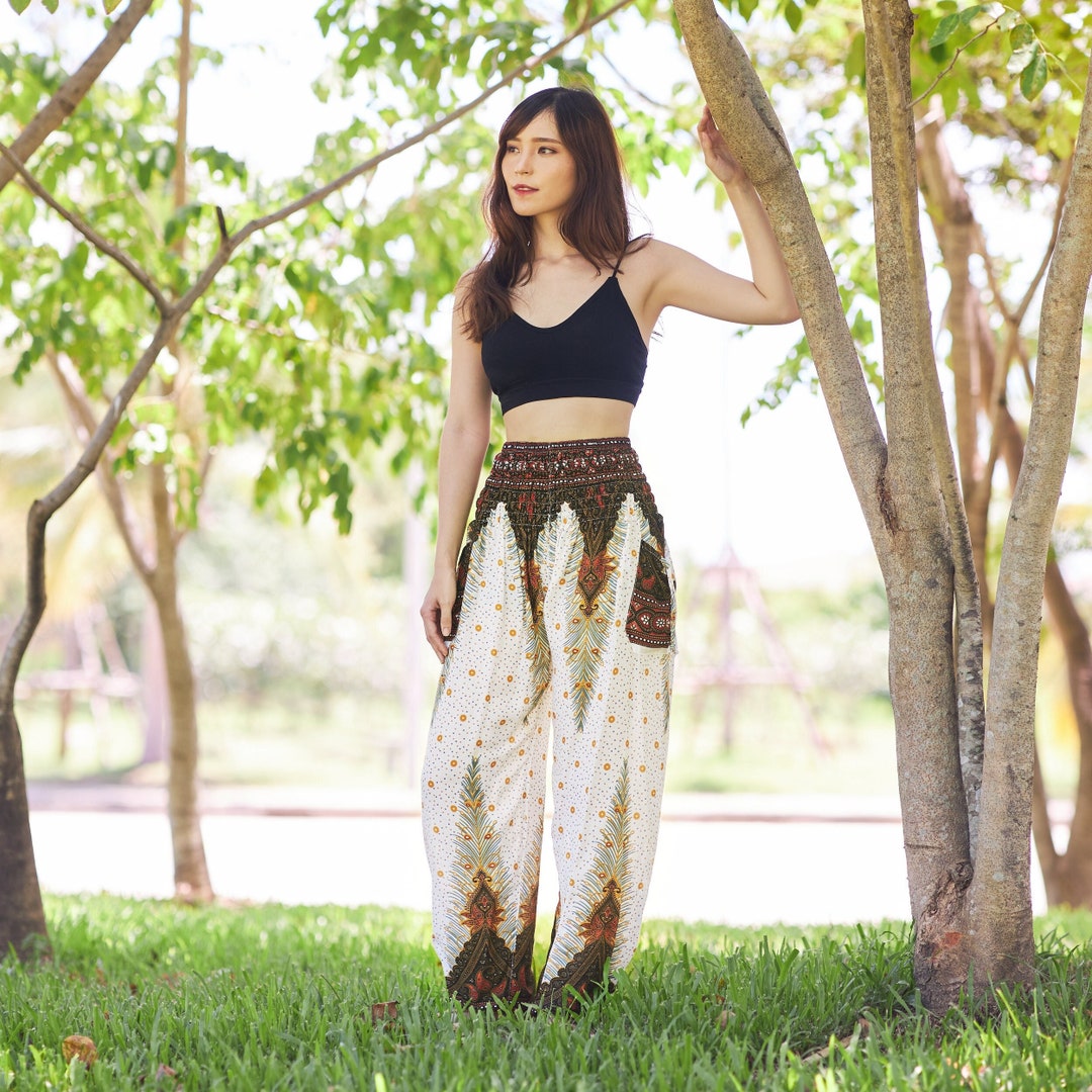 Orient Trail Women's Boho Wide Leg Harem Pants - Flared Hippie Pants In Peacock Teal, US Size 0-22