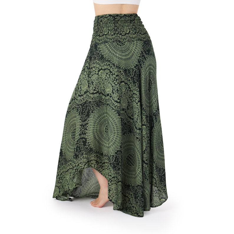 Green Long Maxi Skirt for Women Hippie Clothes Bohemian Dresses for Hippie Women Boho Skirt zdjęcie 7