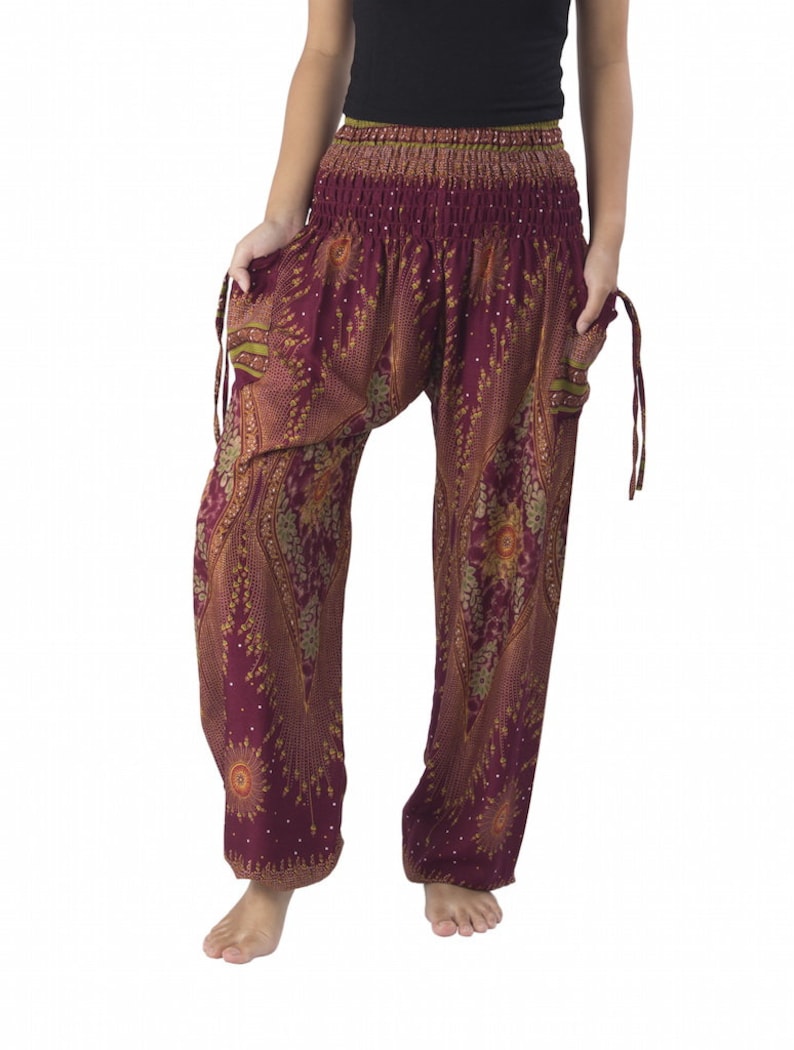 BOHO HAREM PANTS Women Lounge Flowy Yoga Pants Hippie Etsy