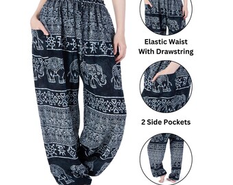 Black Elephant Harem Pants: Women's Boho Rayon Yoga Trousers