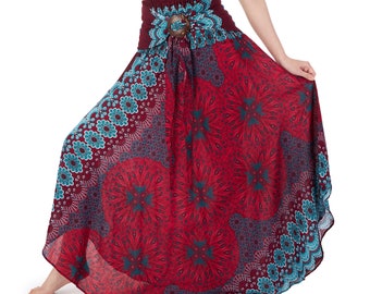 Roter Hippie Rock & Maxi Kleid für Frauen - Sommer Hippie Kleidung - Boho Kleider für Hippie Frauen - Boho Rock