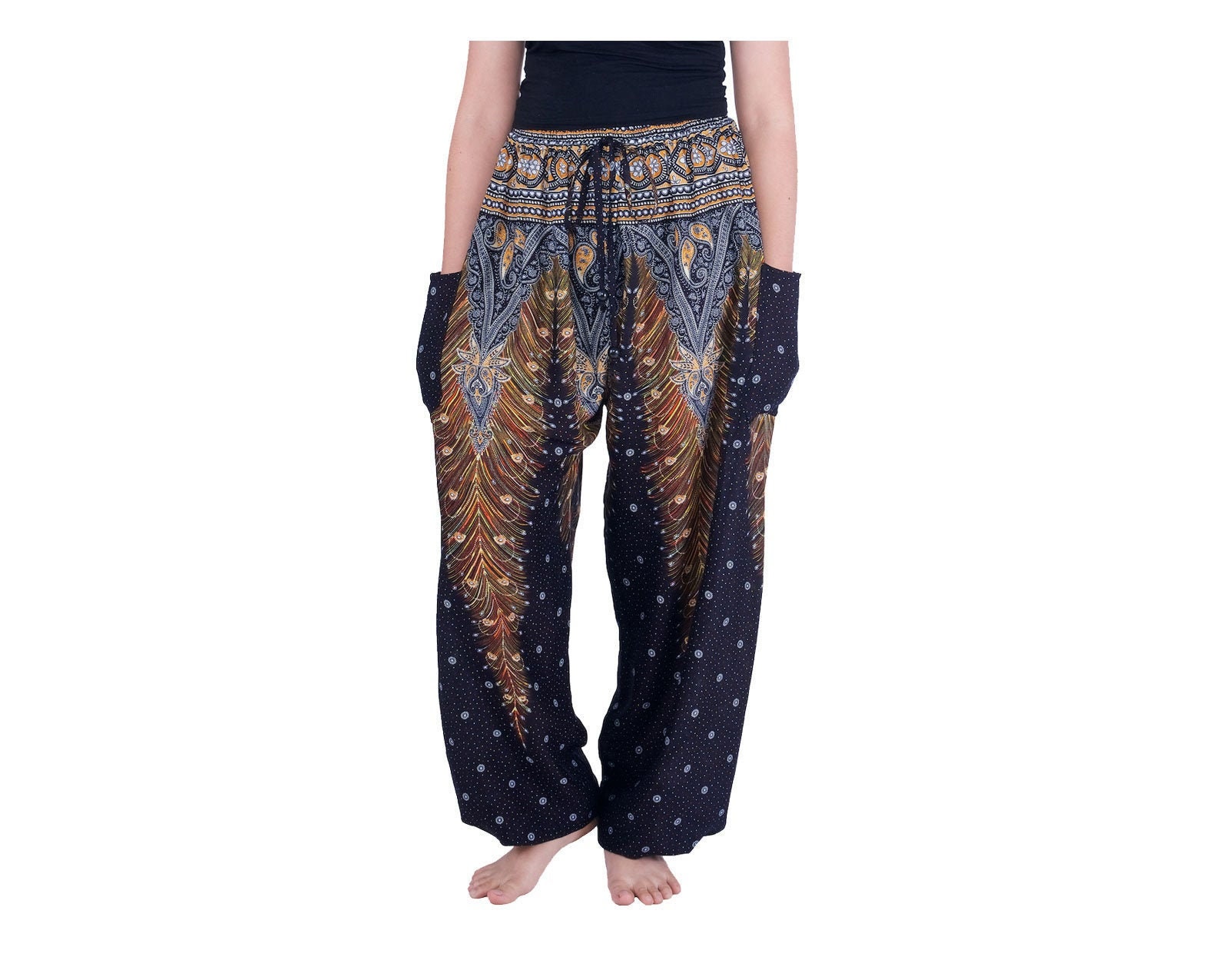 PEACOCK YOGA PANTS Rayon Fabric Pants 