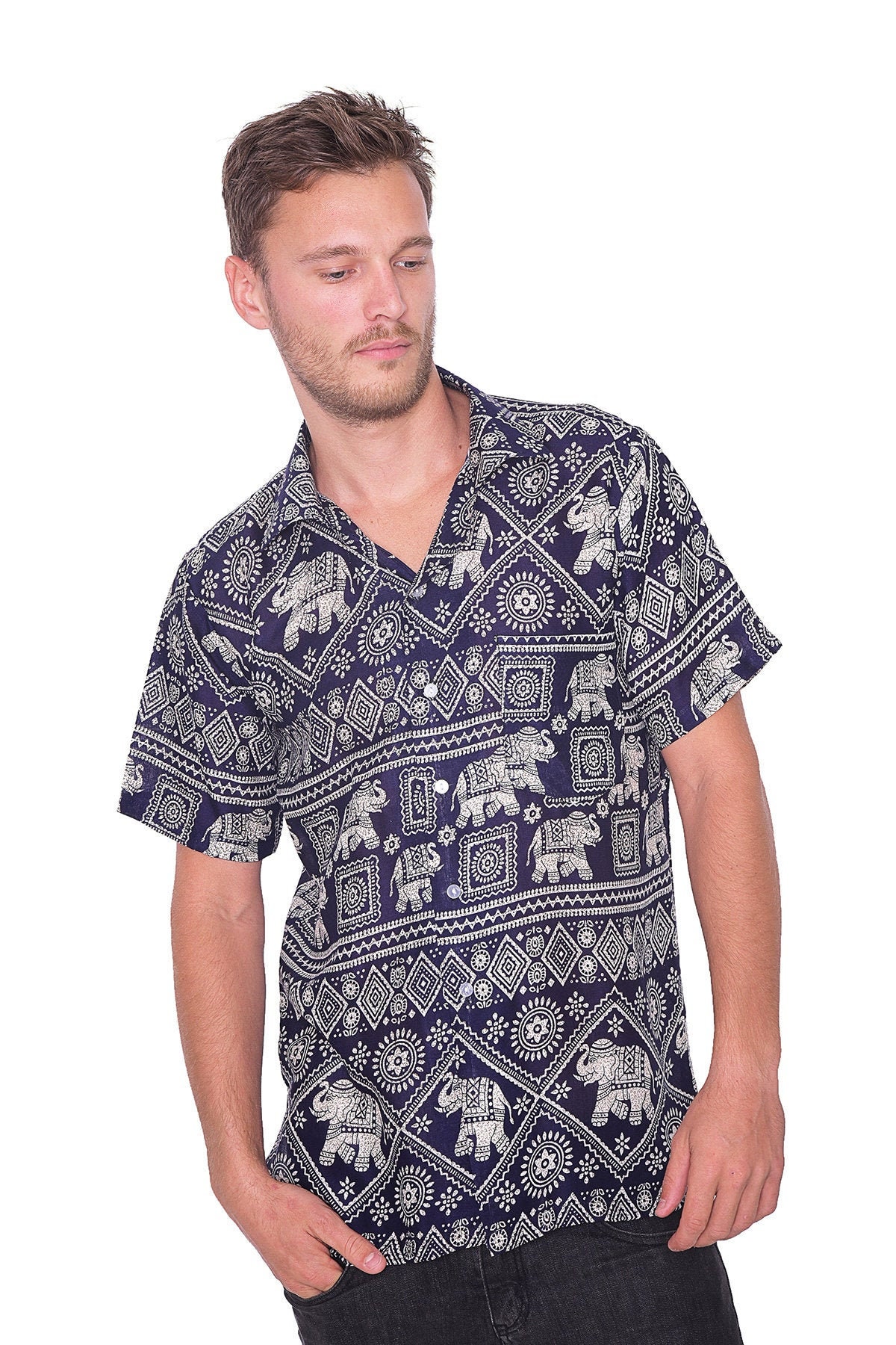 CAMISA CASUAL PARA Camisa hawaiana azul para Etsy España