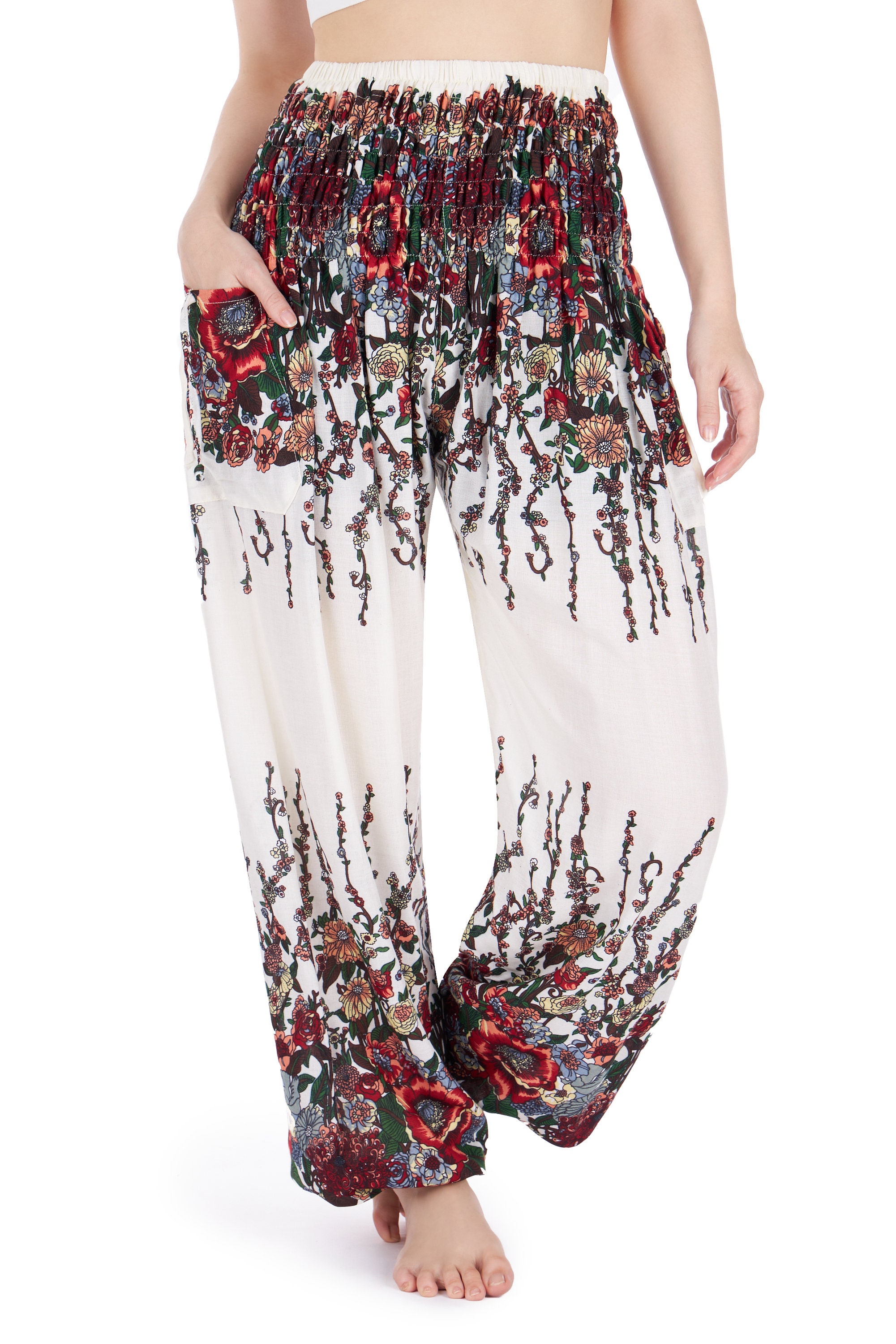 White Boho Pants for Women Flowy Harem Pants Summer Clothes Yoga Pants  Petite Palazzo Pants Women Bottoms 