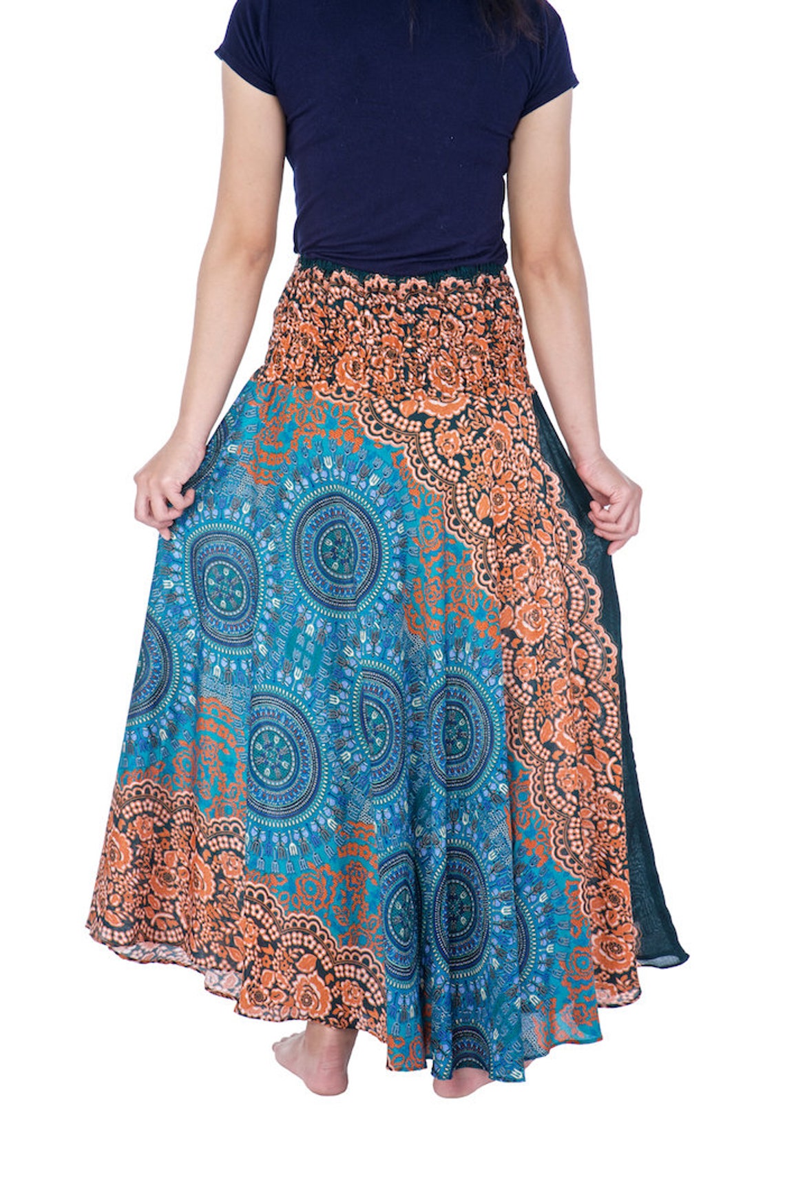 WOMENS LONG TEAL Maxi Skirt Bohemian Gypsy Hippie Style | Etsy