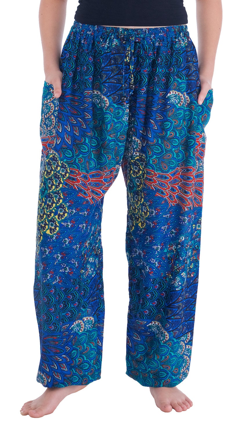 BLUE PEACOCK DRAWSTRING Waist Pants Harem Pants Festival | Etsy