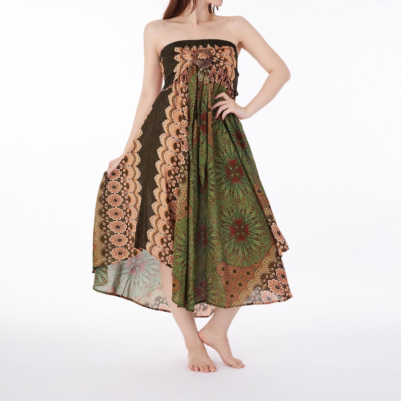 Long Maxi Dress for Women Hippie Skirt - Summer Hippie Clothes - Bohemian Dresses for Hippie Women - Green Boho Skirt