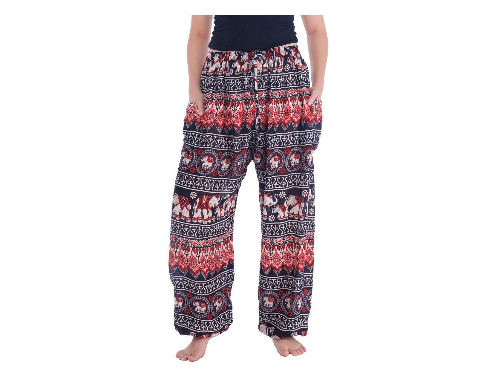 BLUE HAREM PANTS Petite Small to Plus Sizes Available Drawstring