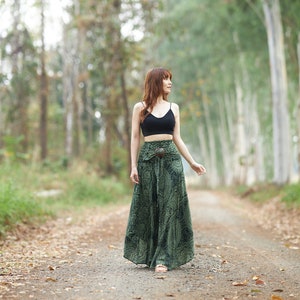 Green Long Maxi Skirt for Women Hippie Clothes Bohemian Dresses for Hippie Women Boho Skirt zdjęcie 3