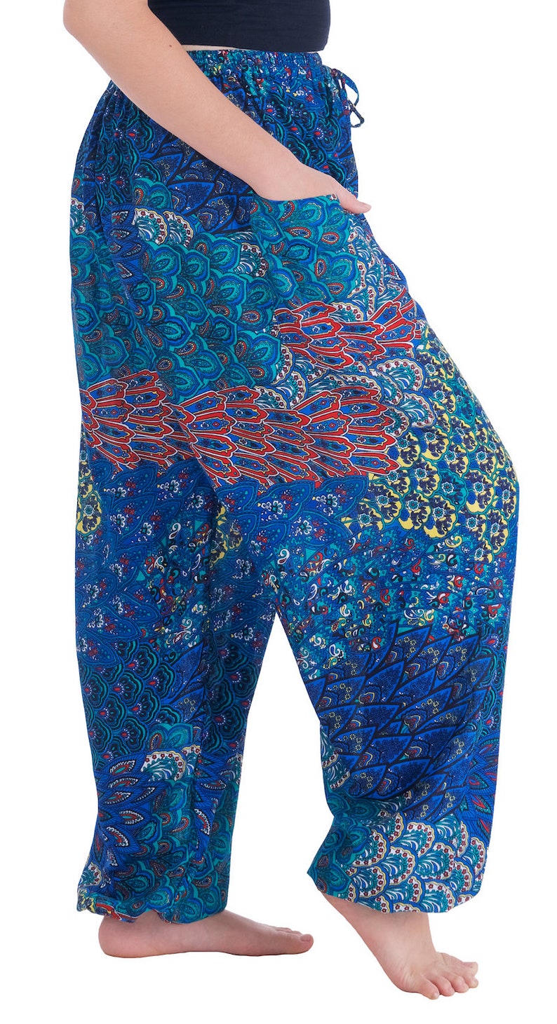 BLUE PEACOCK DRAWSTRING Waist Pants Harem Pants Festival | Etsy