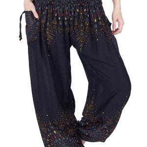 Boho Pants for Women Black Harem Pants Women Flowy Boho Yoga Pants Hippie Trousers Bohemian Clothes for Summer image 2