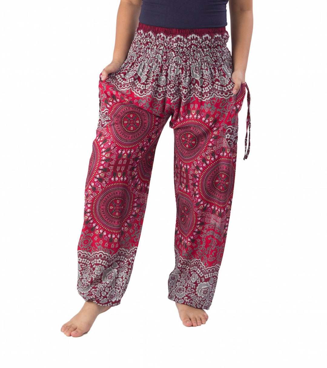 HAREM SWEATPANTS WOMEN Smocked Waist Yoga Boho Pants Genie - Etsy