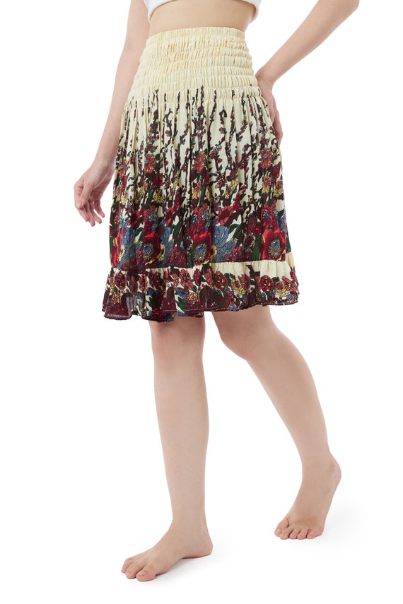 IVORY SHORT SKIRT Flower Print for Women High Waisted Ruffle Mini Skirts Ladies Hippie Skirt Plus Size Boho Floral Skirt for Girls Etsy Canada