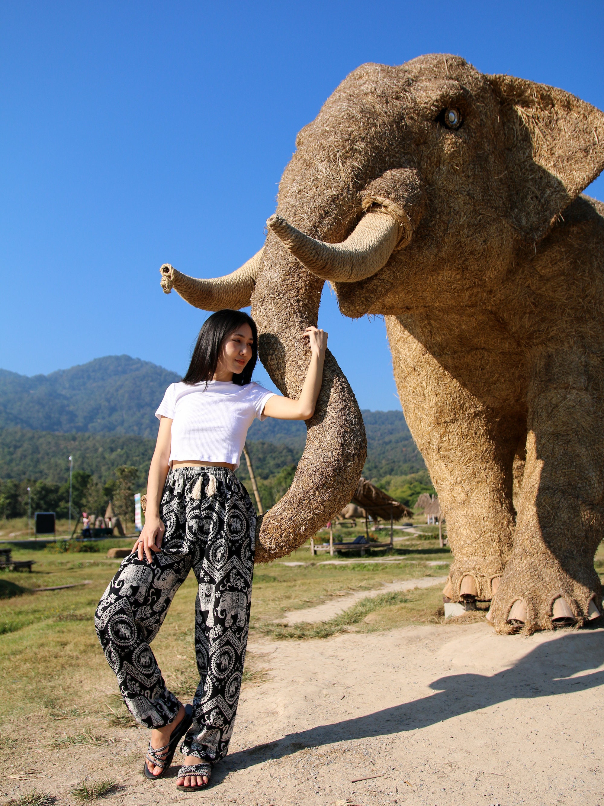 BLACK BOHO ELEPHANT Pants Hippie Yoga Harem Pants Festival - Etsy Israel