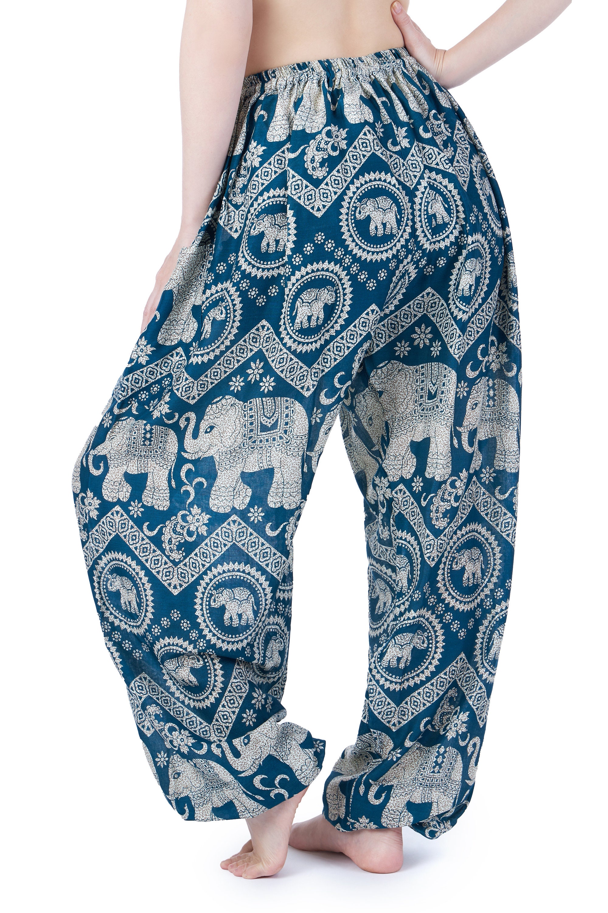 TEAL ELEPHANT PANTS Hippie Boho Yoga Harem Pants Festival Wear