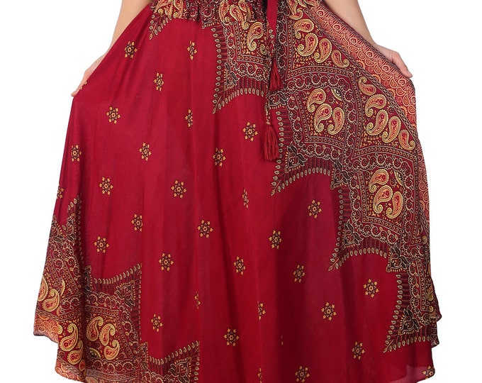 Boho Skirt for Women Rayon Maxi Skirt - Women's Bohemian Hippie Dress - Halloween Costume - Hippie Skirt - Womens Clothing - Bohemian Style
