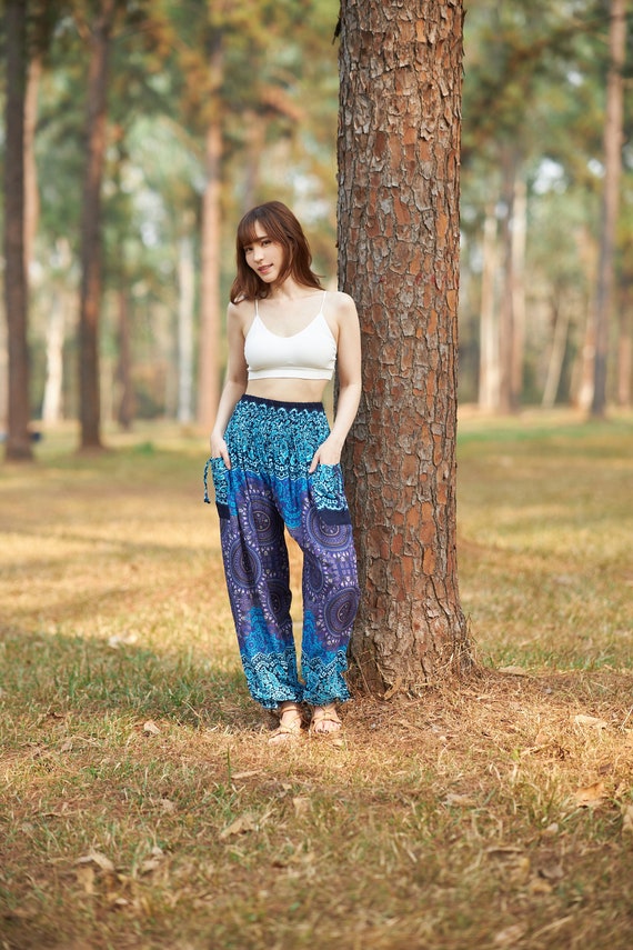 Hippie Pants for Women Boho Yoga Pants Flowy Harem Pants Summer