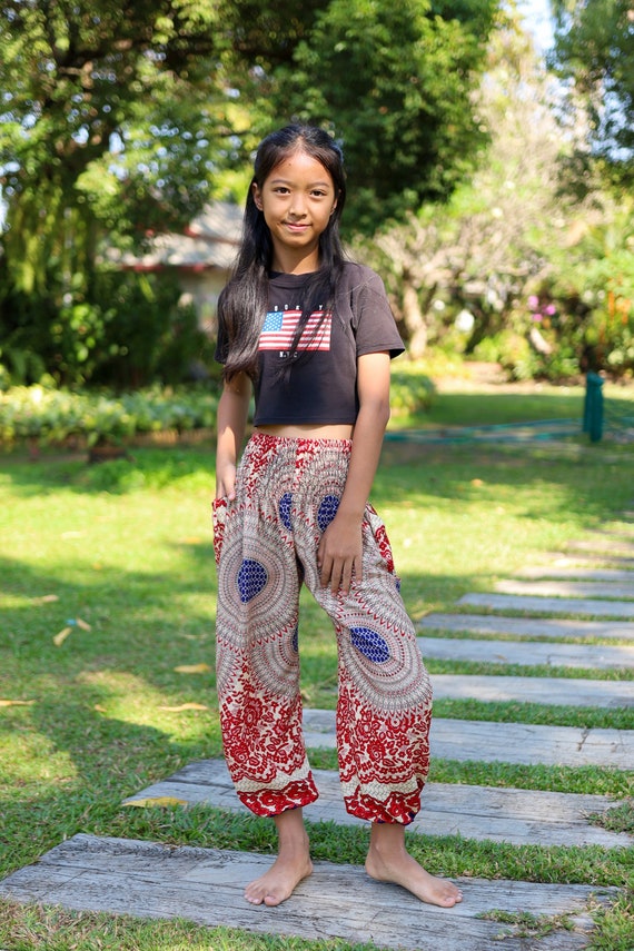 Buy Sarjana Handicrafts Kids Harem Pants Rayon Girls Boys Boho Infant  Hippie Toddler Unisex Trousers Age 12 Years Maroon at Amazonin